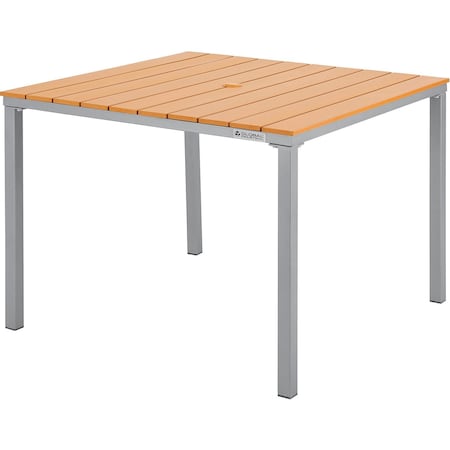 Global Industrial 40 Square Resin Outdoor Dining Table, Tan 436983TN
